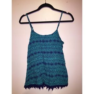 Light Blue and Navy Patterned Tank